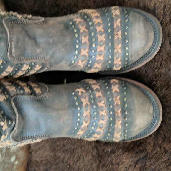 LIBERTY BLACK LB71244 Cafe Vintage studded & cross stitched tall ladies boots 6 - Picture 9 of 15